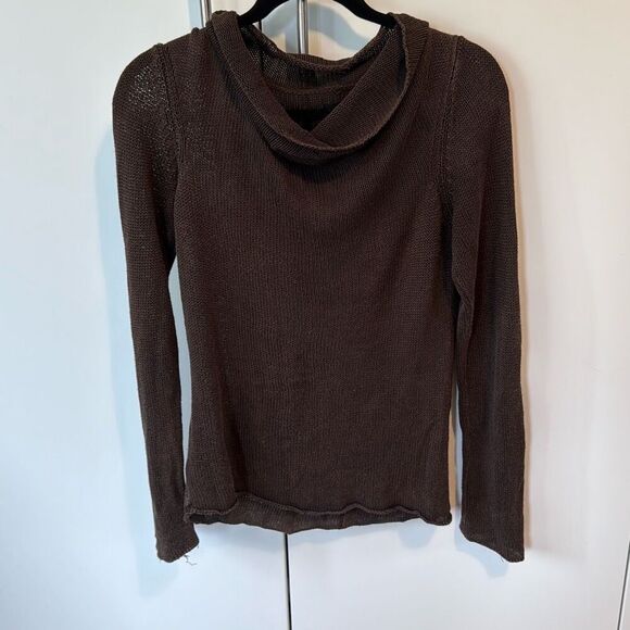 Banana Republic Womens Pullover Sweater Turtleneck Knit 100% Silk Brown Large - Picture 1 of 5
